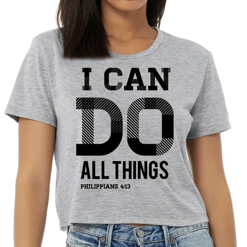 Womens Cropped Graphic T-shirt - i can do All Things Philippians 4:13