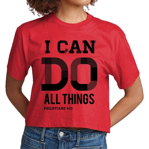Womens Cropped Graphic T-shirt - i can do All Things Philippians 4:13