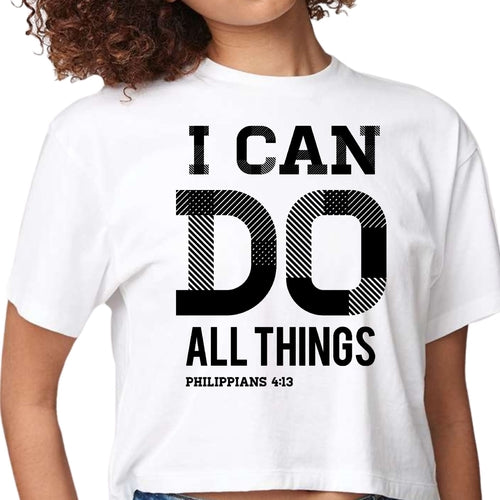 Womens Cropped Graphic T-shirt - i can do All Things Philippians 4:13