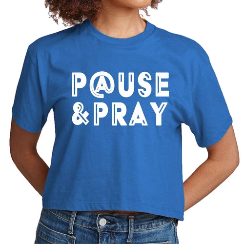 Womens Cropped Graphic T-shirt - Pause and Pray