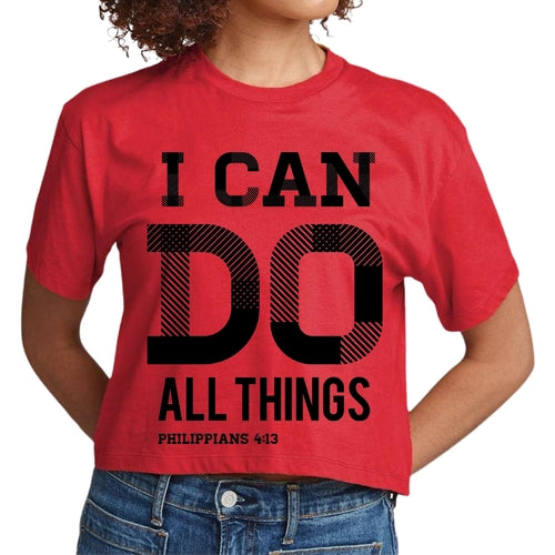 Womens Cropped Graphic T-shirt - i can do All Things Philippians 4:13