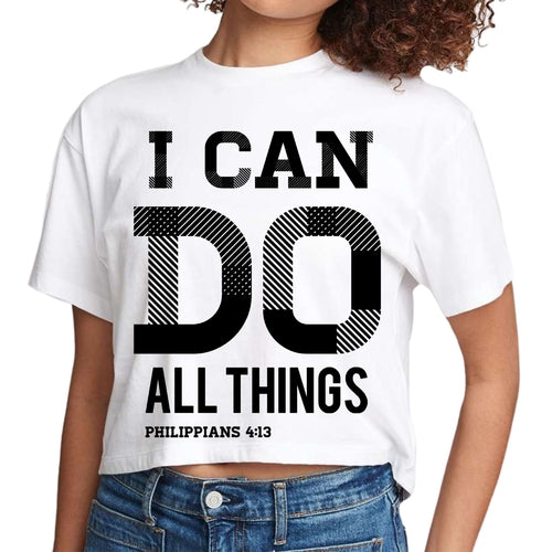 Womens Cropped Graphic T-shirt - i can do All Things Philippians 4:13