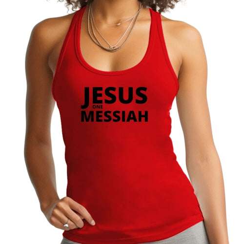 Womens Fitness Tank Top Graphic T-shirt - Jesus one Messiah Black