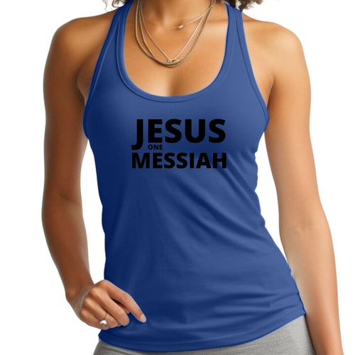 Womens Fitness Tank Top Graphic T-shirt - Jesus one Messiah Black